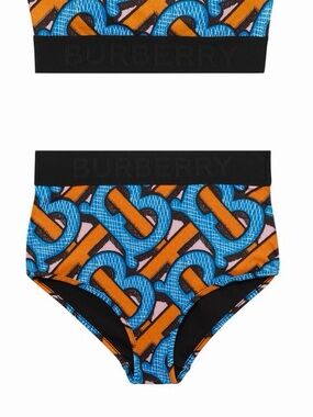 Burberry TB Monogram Blue & Orange Bikini Bottom